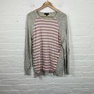 J. Crew Women's Crewneck Pullover Sweater Stretch Long Sleeve Light Gray Size M